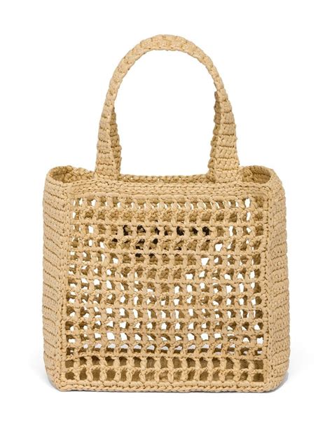 prada small raffia tote bag.